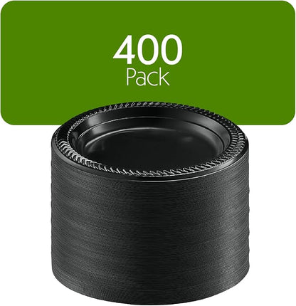 PLASTICPRO 400 PCS Black Plastic Plates Light Weight 7 Inch Plastic Dinner - Image 7