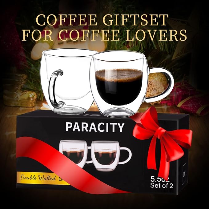 PARACITY Double Wall Glass Espresso Cups and Clear Coffee Mugs, Air-Gap Design - Image 6