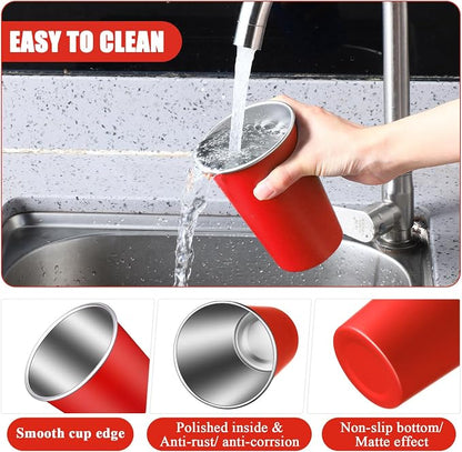 Mimorou 20 Pack 16 oz Stainless Steel Pint Cups Metal Cups Unbreakable Drinking - Image 3