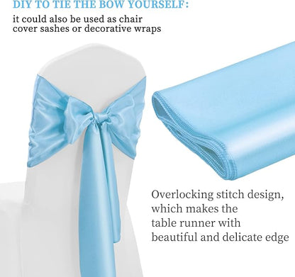 12 Pack Light Blue Satin Table Runner 12 x 108 Inch Long Premium Table Runners - Image 4