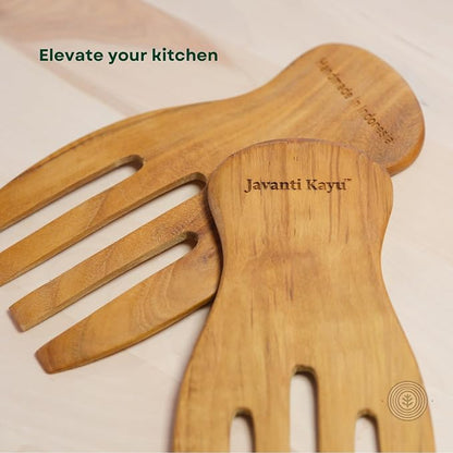 Teak Wooden Salad Hands – Premium Handmade Salad Servers & Stirrers – Solid - Image 3