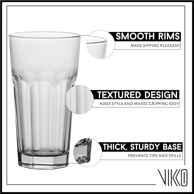Vikko Drinking Glasses, Thick and Sturdy Kitchen Glasses, Dishwasher Safe - Image 3