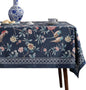 patdrea Designer Dark Blue Linen Rectangular Tablecloth,Vintage Navy French Floral and Birds Pattern Table Cloth,Decoration Table Cover for Kitchen,Dining,Tea Party,Home,Christmas,67"*118"