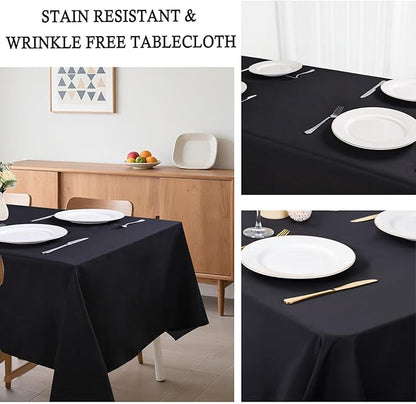 8 Pack Black Tablecloth 60 x 102 Inch Polyester Table Cloth for 6 Foot Rectangle Tables, Wrinkle Resistant Washable Decorative Fabric Table Covers for Wedding Party Banquet Buffet and Camping