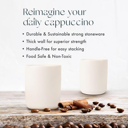 Folk Ceramics Dylan Cappuccino Cups, Fog Grey, 8oz | Double Walled Ceramic - Image 4