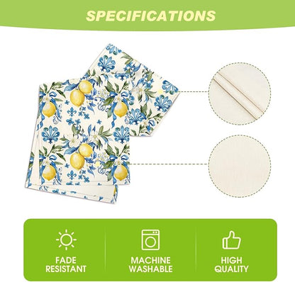 Artoid Mode Blue Lemon Iris Summer Table Runner, Seasonal Spring Kitchen Dining - Image 5