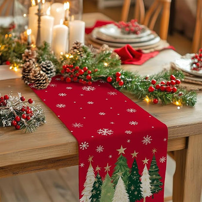 Christmas Table Runner 13x120 Inch, Xmas Trees Snowflakes Holiday Decorative - Image 2