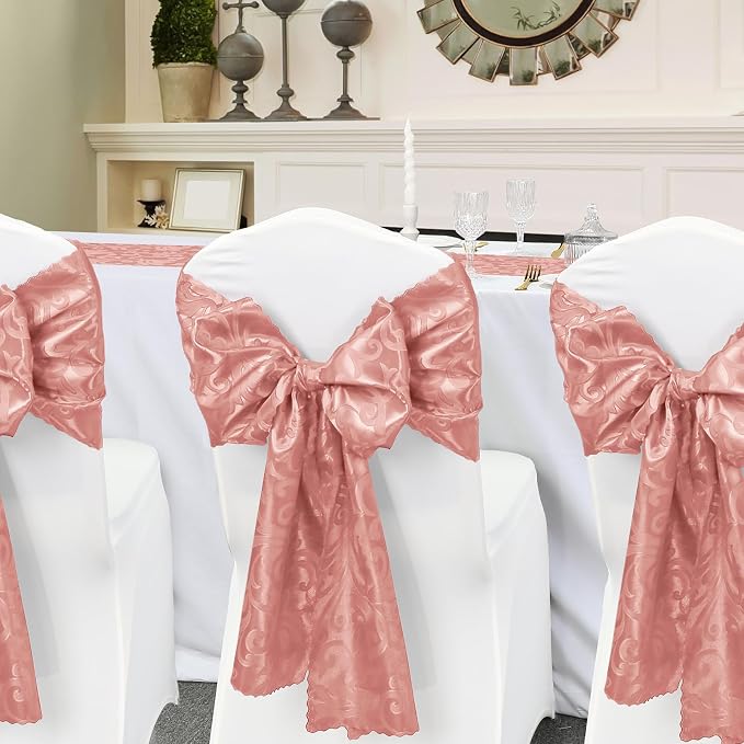 Rose Gold Damask Satin Table Runner 12 x 108 Inch, 6 Pack | Bright Smooth Damask - Image 5