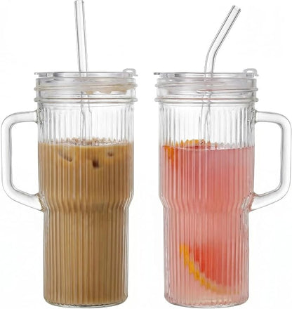 2-Pack 24oz Ribbed Glass Tumbler by %E2%80%8BSuperiorQualityBrewingFun