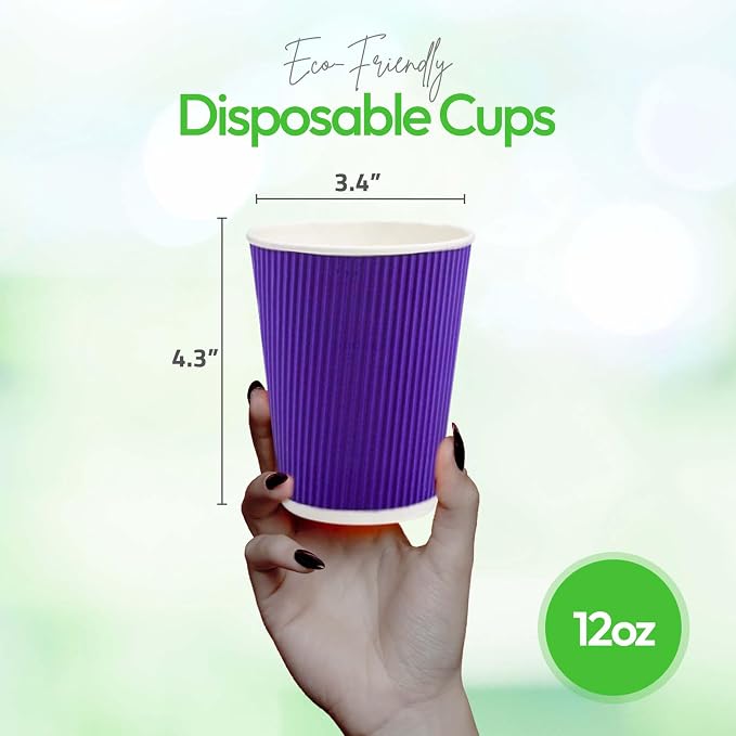 Restaurantware-12 Ounce Disposable Coffee Cups, 500 Ripple Wall Hot Cups - Image 3
