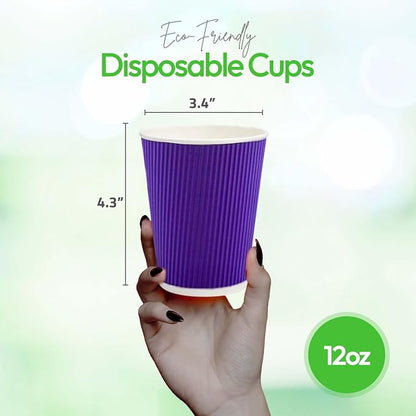 Restaurantware-12 Ounce Disposable Coffee Cups, 500 Ripple Wall Hot Cups - Image 3