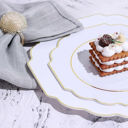 White Hard Plastic Dinner Plates, 50 Pack 11" Disposable Round Baroque Plates - Image 8