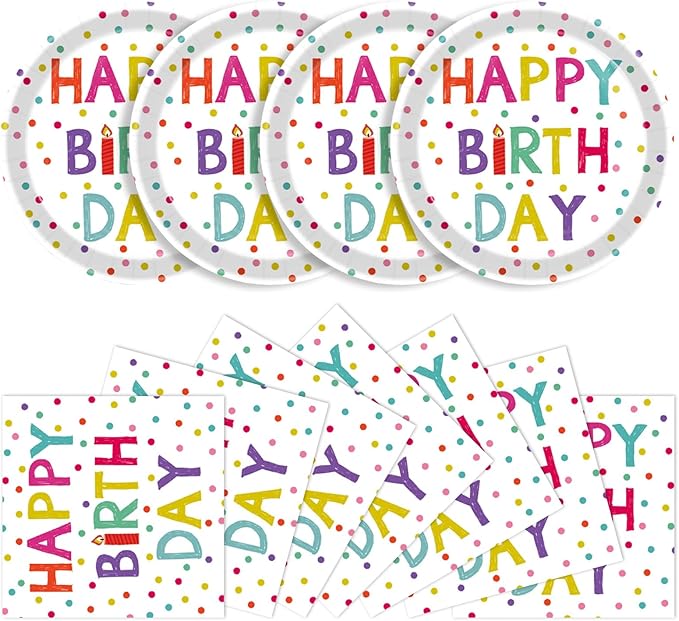 40 Pcs Happy Birthday Plates And Napkins, Party Supplies, Serves 20 | by KFJBPB