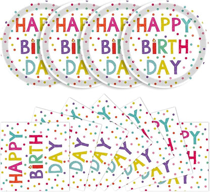 40 Pcs Happy Birthday Plates And Napkins, Party Supplies, Serves 20 | by KFJBPB