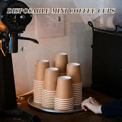 100 Pcs Mini Coffee Cups Brown Culture Cup 2oz Disposable Bathroom Cups Paper - Image 4