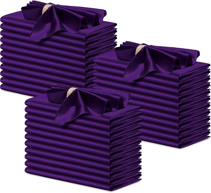 P Pothuiny 50 Pcs Purple Satin Napkins 17 x 17 Inch, Satin Cloth Napkins | by P+Pothuiny