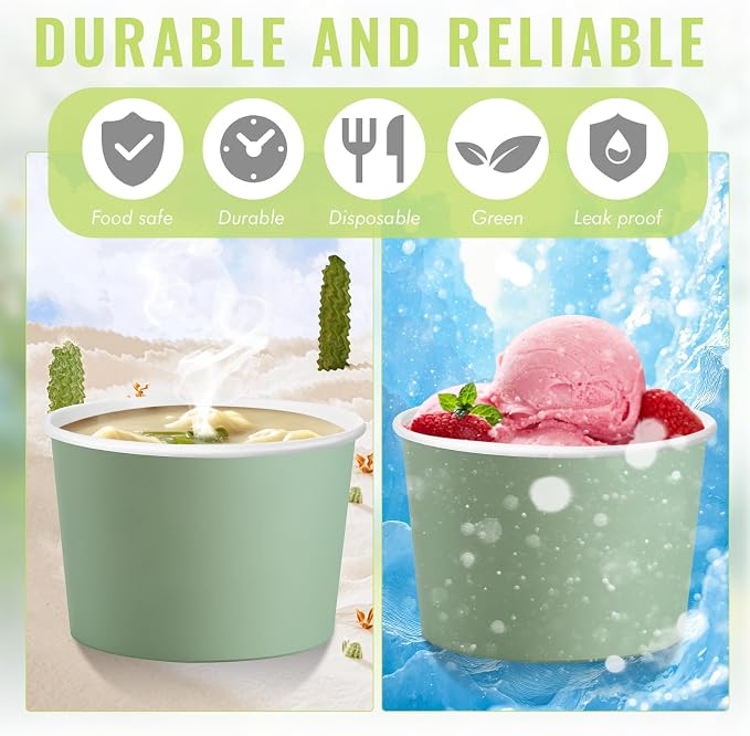 Jingmore Paper Ice Cream Cups 9oz Colored Disposable Dessert Bowls - Image 7