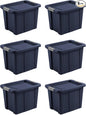 Sterilite 6-Pack Storage Bins with Lids, Heavy Duty Totes, Tuff1, 18 Gallon, Dark Indigo
