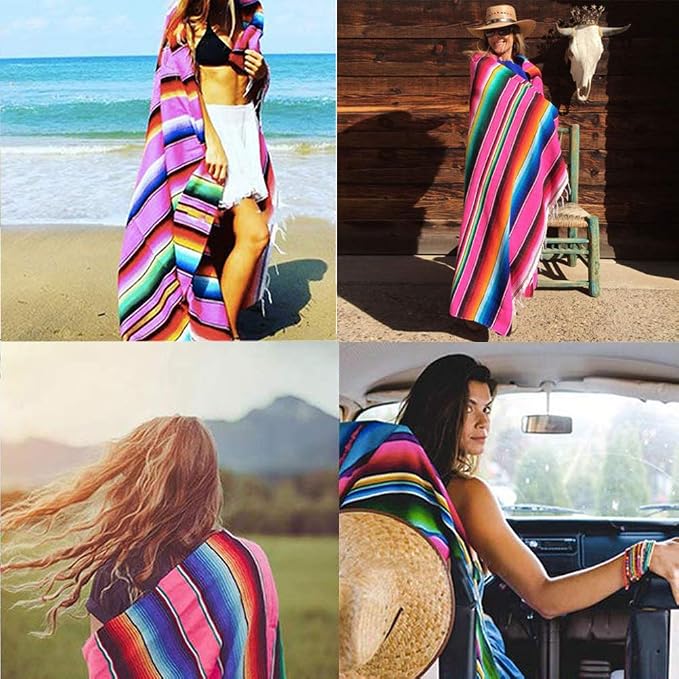 Fowecelt Mexican Serape Blanket Tablecloth 59 x 84 Inch - Image 2