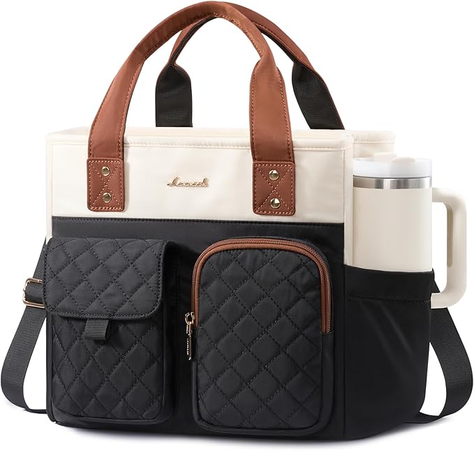 LOVEVOOK Insulated Lunch Bag for Women, Elegant Quilted Stitching Lunch Tote by LOVEVOOK