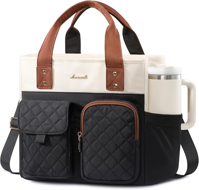 LOVEVOOK Insulated Lunch Bag for Women, Elegant Quilted Stitching Lunch Tote by LOVEVOOK