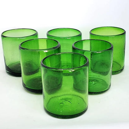 Solid Emerald Green 9 oz Short Tumblers, Recycled Glass, Toxin-Free by MexHandcraft