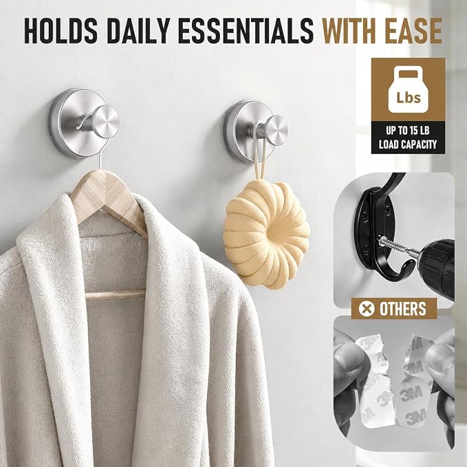 Suction Cup Hooks for Shower, Shower Hooks for Inside Shower, No Drill Bathroom - Image 3
