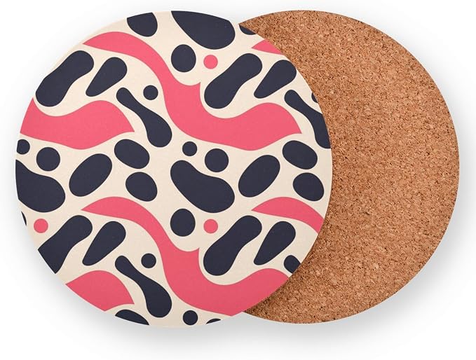 Black Polka Dots on Pink Background Set of 4 Round Coasters - Image 2