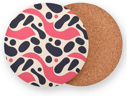 Black Polka Dots on Pink Background Set of 4 Round Coasters - Image 2