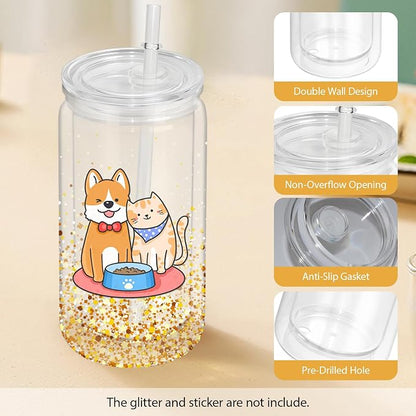 8 PCS Plastic Snow Globe Tumbler, 16Oz Pre-Drilled Double Wall Snowglobe Cup | - Image 4