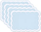Hofdeco Premium Coastal Patio Indoor Outdoor Placemat Set of 4, 14"x19" Double-Layered, Waterproof Cloth Placemat for Kitchen or Dining Table. Baby Blue Embroidered Solid B