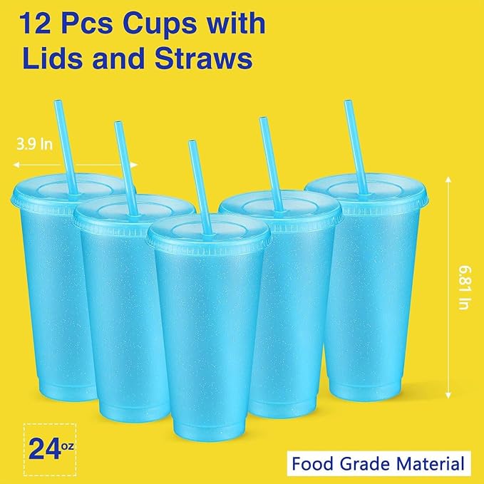 Amyhill 12 Pcs Reusable Glitter Cups - Image 2