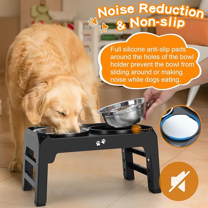 COMESOON Elevated Dog Bowls, 4 Height Adjustable Raised Bowl Stand - Image 5