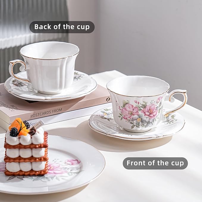 Ceramic Cups with Saucers set of 4，7 Ounce Espresso Cups - Image 6
