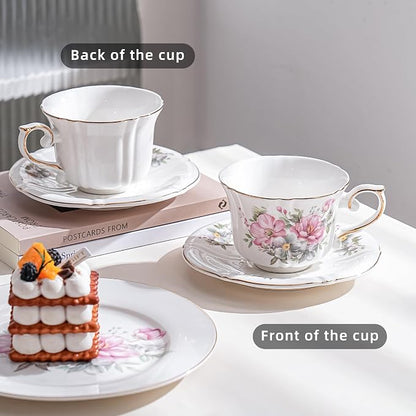 Ceramic Cups with Saucers set of 4，7 Ounce Espresso Cups - Image 6