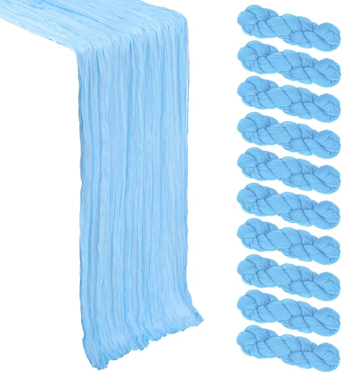 10 Pack 17 x 108 Inch Baby Blue Table Runner Cheesecloth | Gauze Cheese Cloth by Heneger