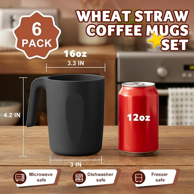 Wheat Straw Coffee Mugs 16 OZ, Unbreakable Drinking Cups - Image 2
