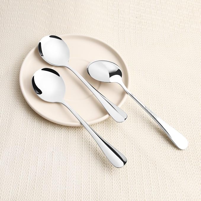 12 Piece Soup Spoons, High Grade Stainless Steel Soup Spoons, Dishwasher Safe - Image 7