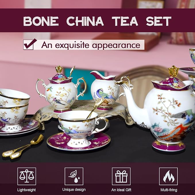 ACMLIFE Bone China Tea Set for Adults - Image 4