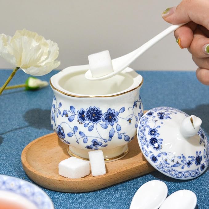 Bone China Tea Set, 21-Pieces Porcelain Tea Set - Image 7