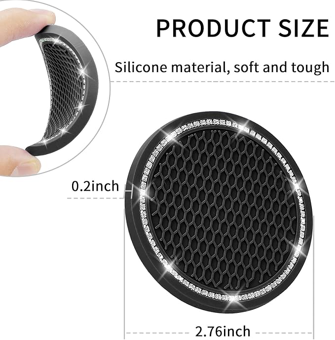 Car Coasters, 4 Pack Universal Vehicle Bling Car Coaster, COCASES Crystal - Image 5