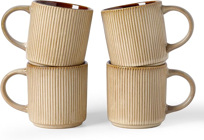 famiware Coffee Mug Set for 4, Star 12 oz Catering Mugs Cup Set by Famiware