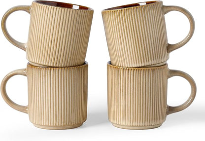 famiware Coffee Mug Set for 4, Star 12 oz Catering Mugs Cup Set by Famiware