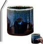 18oz Ceramic Coffee Mug with Sip Lid, Handleless Tumbler in a Vintage Kiln Style by Unknown