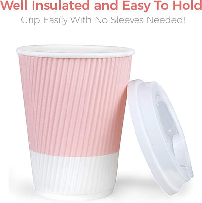 Disposable Coffee Cups With Lids - 12 oz Paper To Go Coffee Cups With - Image 7