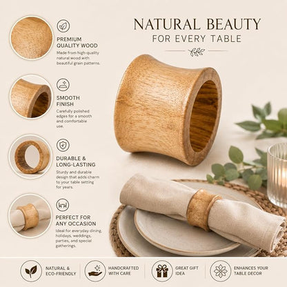 Mango Wood Napkin Rings Set of 12 - Image 5