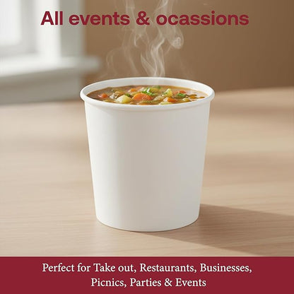 Smarty Had A Party 250 Count 16 oz Paper Bowls – Disposable Soup Bowls 16 oz for Hot Food, Ice Cream, Pho, Chili, or Ramen – Leakproof & Heavy Duty Paper Soup Containers | White Chili Cups Disposable