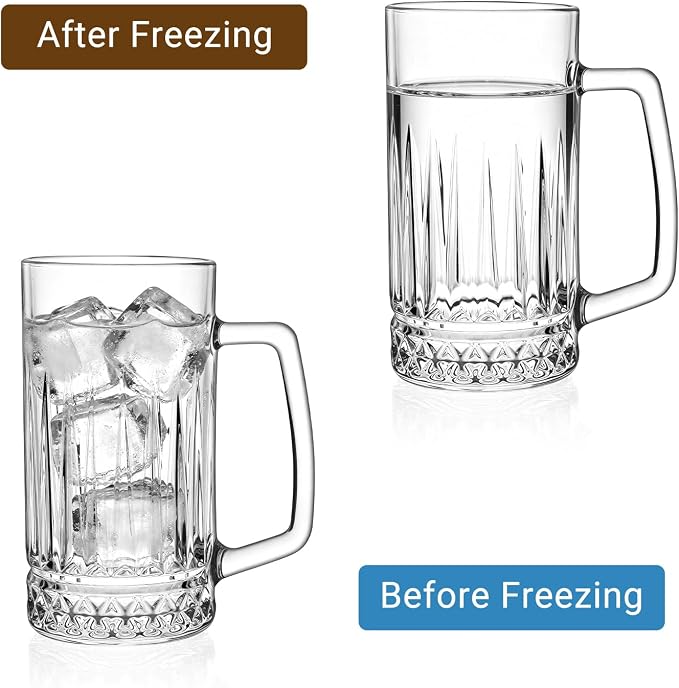 Beer Mugs For Freezer, 20 oz Large Heavy Glass Mugs - Image 6