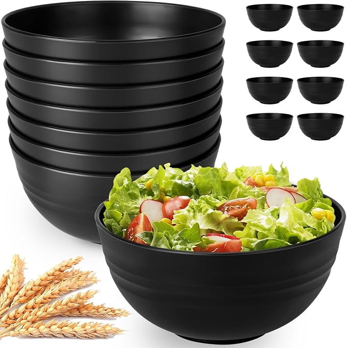 Unbreakable Cereal Bowls Set of 8, 26 Oz Wheat Straw Bowl Sets, Microwave & by UUGLAM