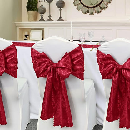 Red Damask Satin Table Runner 12 x 108 Inch, 6 Pack | Bright Smooth Damask - Image 5